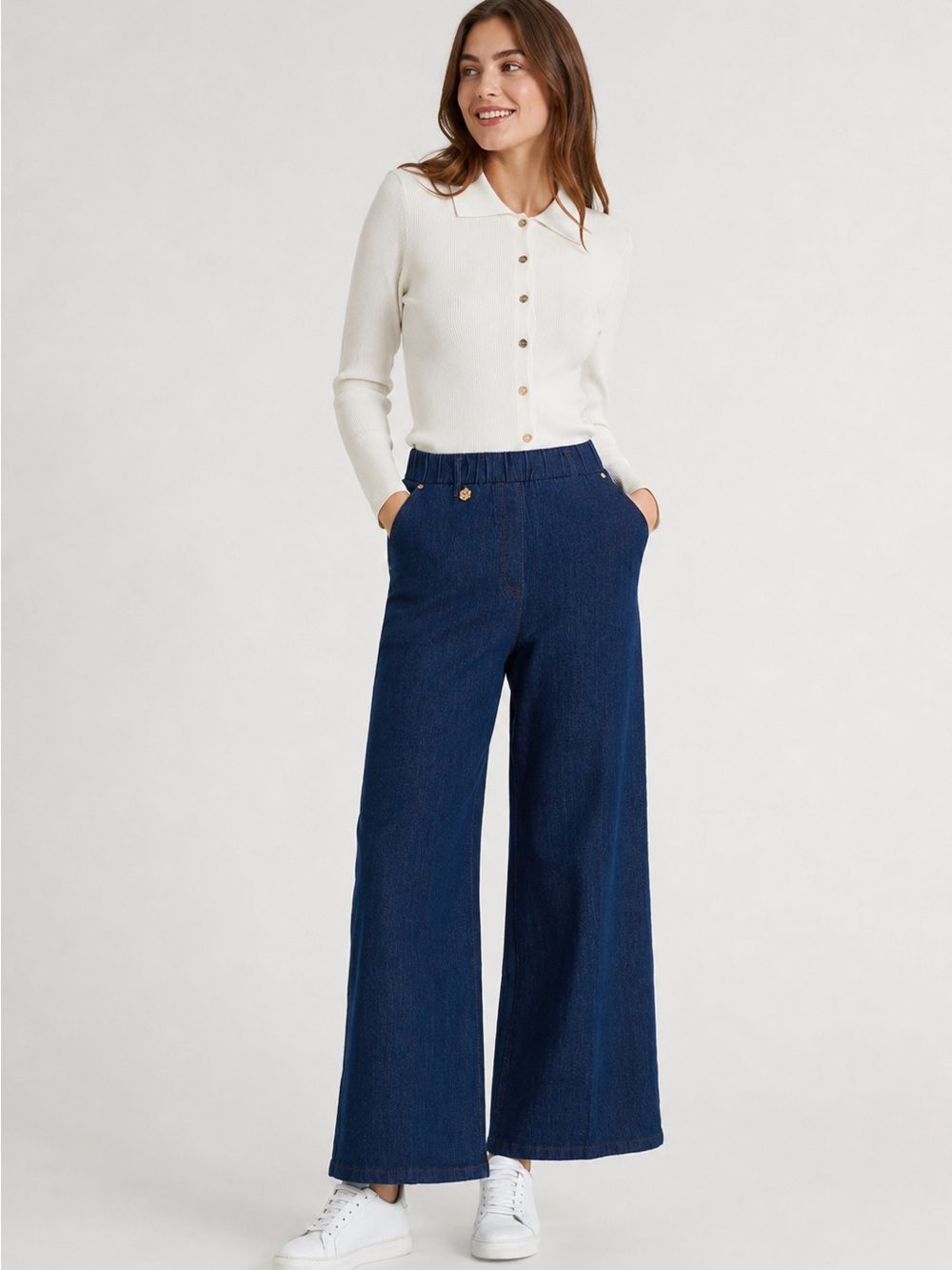 RAGNO 4 Seasons Denim Wide Leg Cropped Jeans in Persia